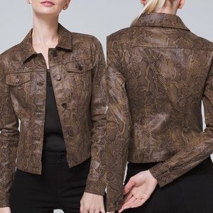White House black market petite snake-print cropped jacket viper ravine sz.XLP